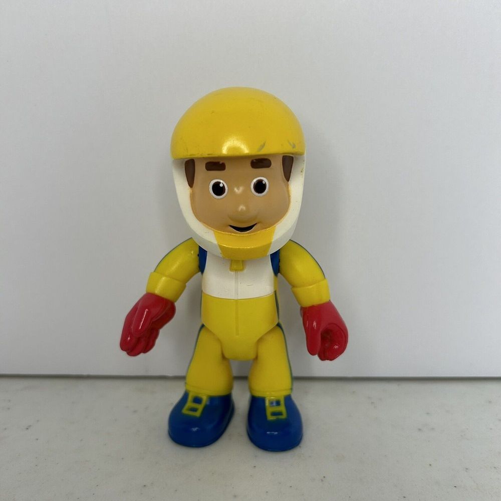 Disney Handy Manny Yellow Suit Helmet Race Car Driver 4.75" Poseable Figure 2009